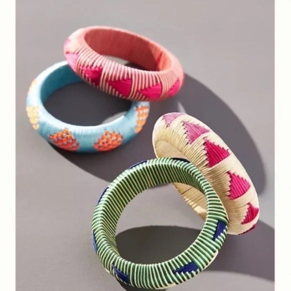 NWT  Anthropologie Patterned  Woven Bracelet Blue - Picture 2 of 4